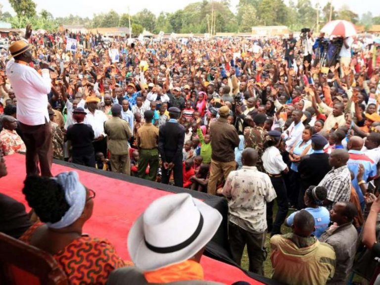 NASA flag bearer Raila Odinga during a campaign in Nyamira, July 16, 2017