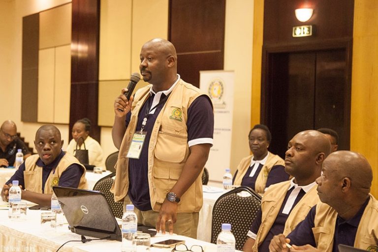 One of the observers gives a comment during the official launch of the EAC Observer Mission recently.