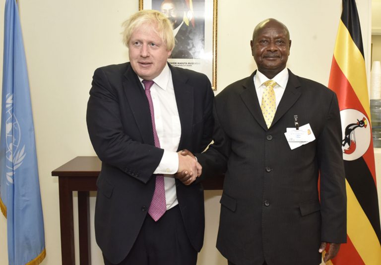 President-Museveni-poses-for-a-photo-with-UK-Foreign-Secretary-Boris-Johnson-during-a-meeting-in-New-York-City-yesterday-Monday-Sept-18-2017