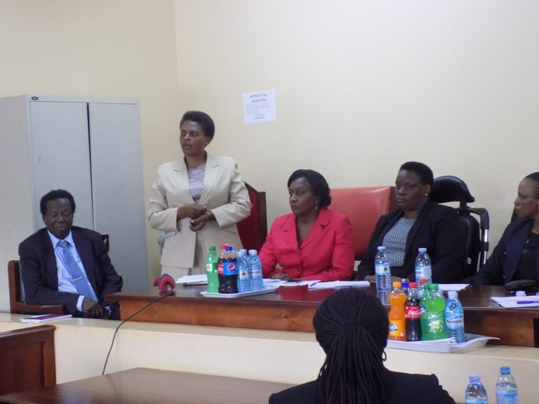 Entebbe Chief Magistrate -Mary Babirye addressing members of Judicial service commission
