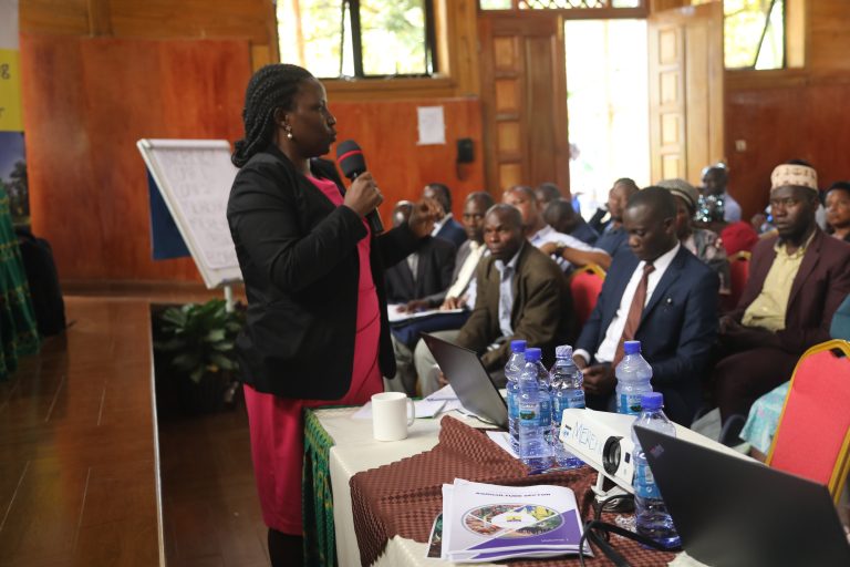 Ms Betty Namubiru- Manager National Content, addressing EACOP farmers in Hoima resently.