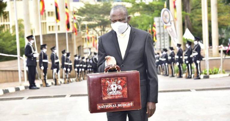 Kasaija arriving for the budget