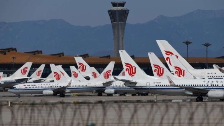 Air China planes parked on the tarmac at Beijing Capital Airport