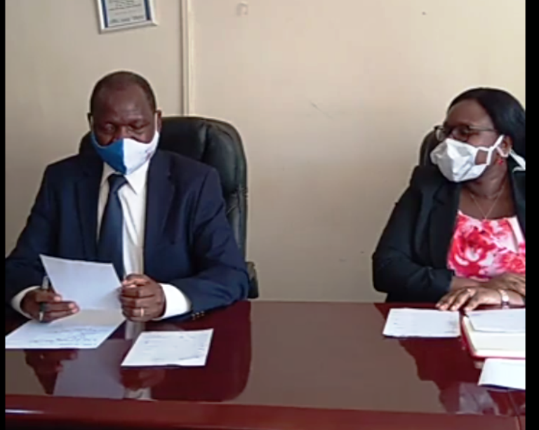 ED UCI Dr Oryem Jackson (right)with Dr Joyce on Virtual launch of Childhood Cancer Month