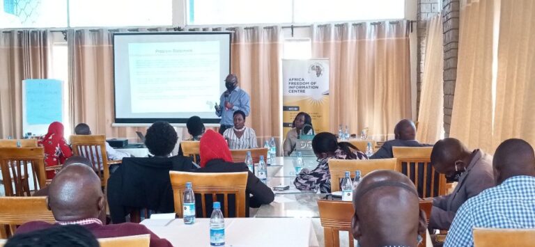 ED AFIC speaking to Stakeholders in a training at Fairway hotel