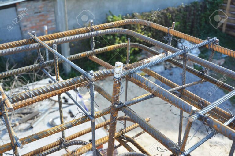 Metal rod construction. Iron Bar house corner building construct