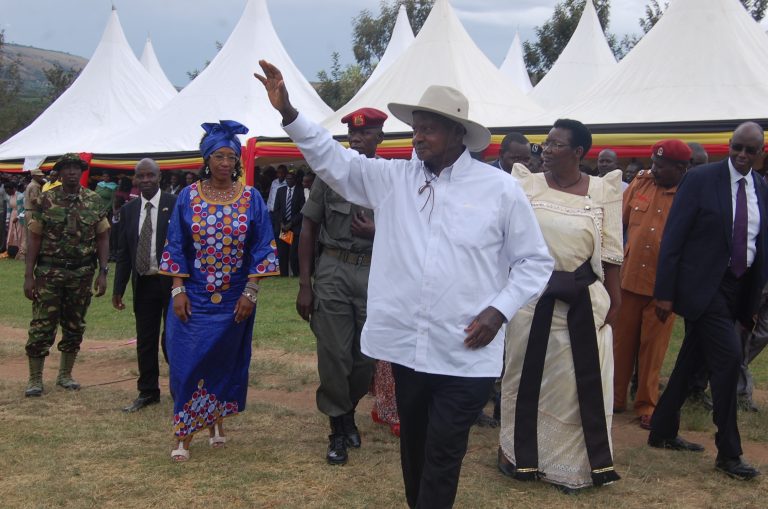 President-Museveni-waving-to-the-gathering-after-arriving-at-the-function-on-friday
