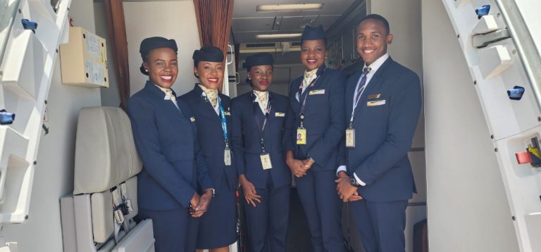Uganda Airlines cabin crew for the maiden Mumbai route