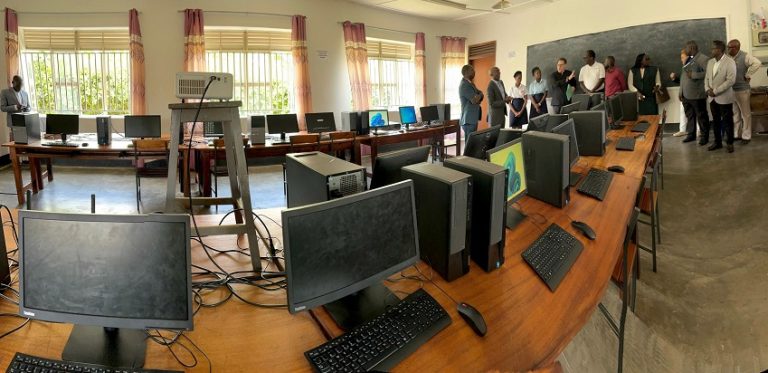 A section of computers that were donated to the school.