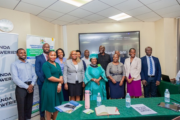 Stakeholders and participants pose for a group photo following the catchment management session on the Mt Elgon ecosystem at the Uganda Water and Environment Week.