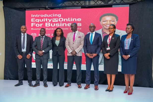 Claver Serumaga, the Executive Director Of Equity Bank, the Guest of Honor Dr. Twinemanzi Tumubweine, Executive Director, National Payment Systems, Bank of Uganda and other officials from EBUL