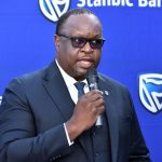 Mumba Kalifungwa, Chief Executive Stanbic Bank Uganda making remarks at an event recently