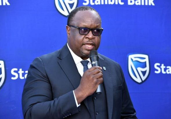 Mumba Kalifungwa, Chief Executive Stanbic Bank Uganda making remarks at an event recently