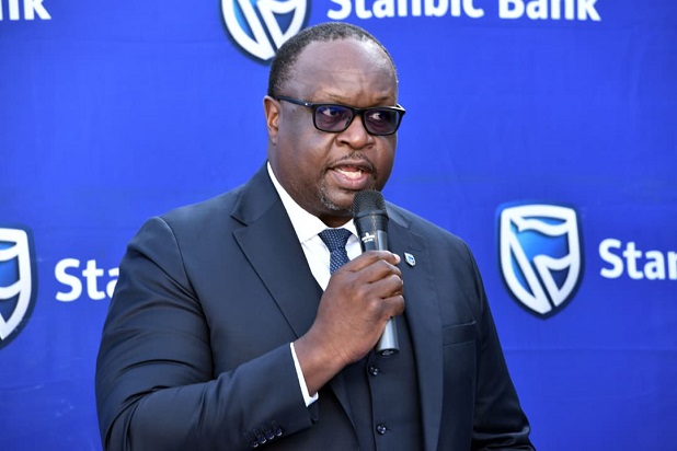 Mumba Kalifungwa, Chief Executive Stanbic Bank Uganda making remarks at an event recently